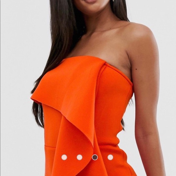 exaggerated frill bardot scuba dress - Picture 4 of 5